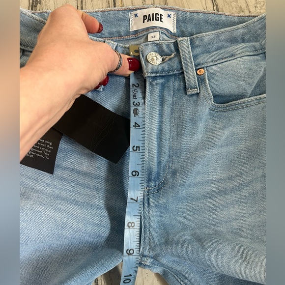 NWT New PAIGE Colette High Rise Light Blue Cropped Flare Stretch Jeans - Picture 12 of 16